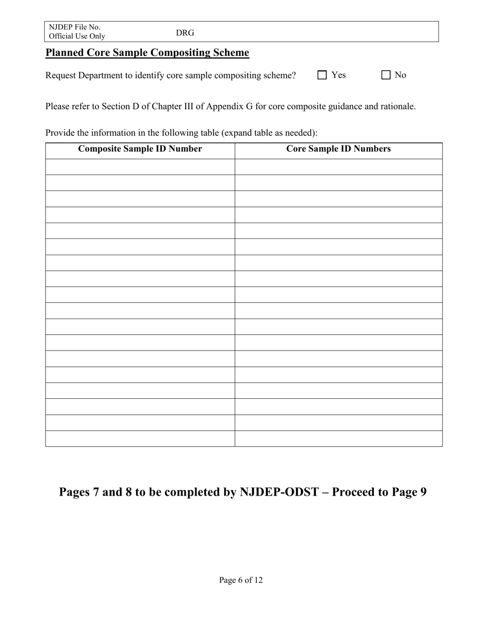Sediment Sampling and Analysis Plan (Ssap) File Number Request Form - New Jersey, Page 6