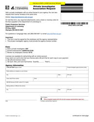 Document preview: Form PI-689-014 Private Investigator Association Request - Washington