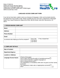 Document preview: Form DMHC62-226 Language Access Complaint Form - California