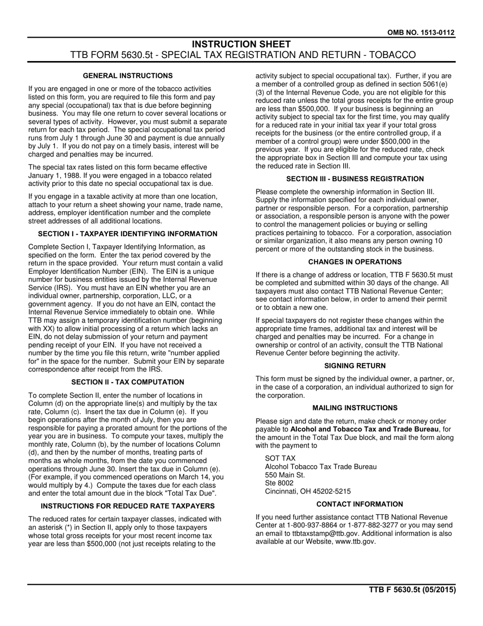 Form TTB F5630.5T Special Tax Registration and Return - Tobacco, Page 3