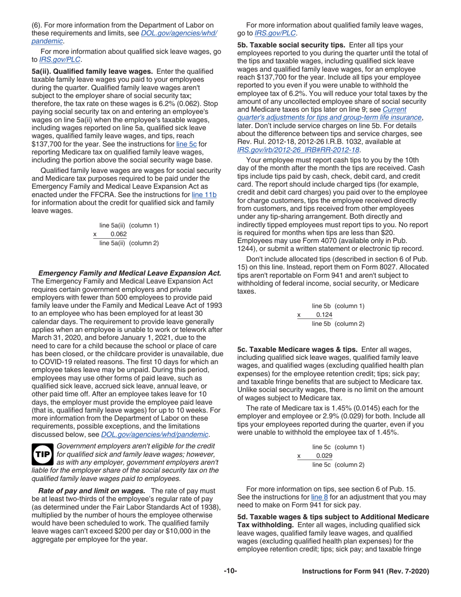 Instructions for IRS Form 941 Employers Quarterly Federal Tax Return, Page 10