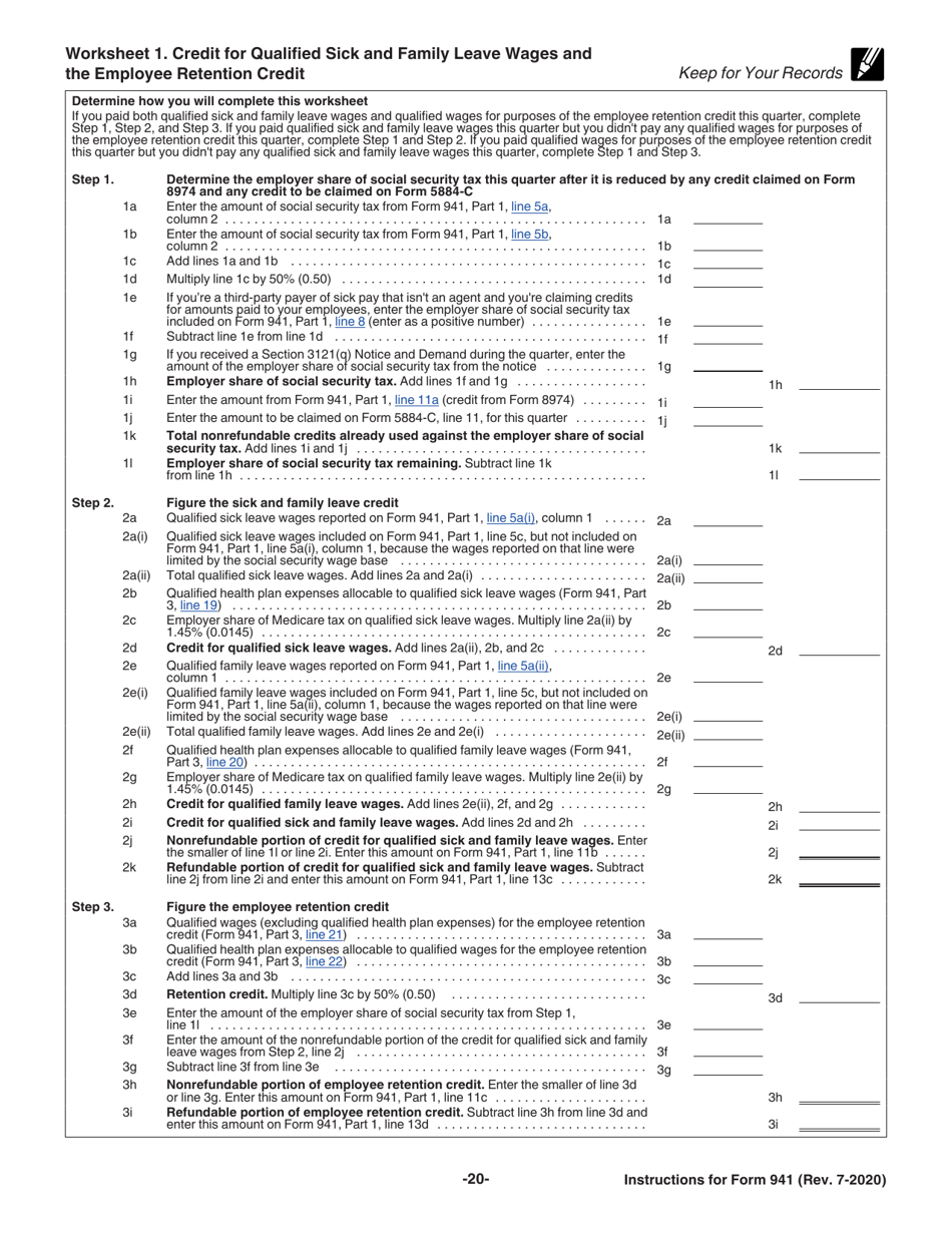 Download Instructions for IRS Form 941 Employer's Quarterly Federal Tax