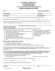 Form 447 &quot;Request for Administrative Hearing&quot; - Alaska