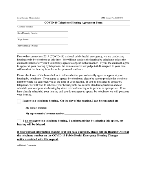 Covid-19 Telephone Hearing Agreement Form Download Pdf