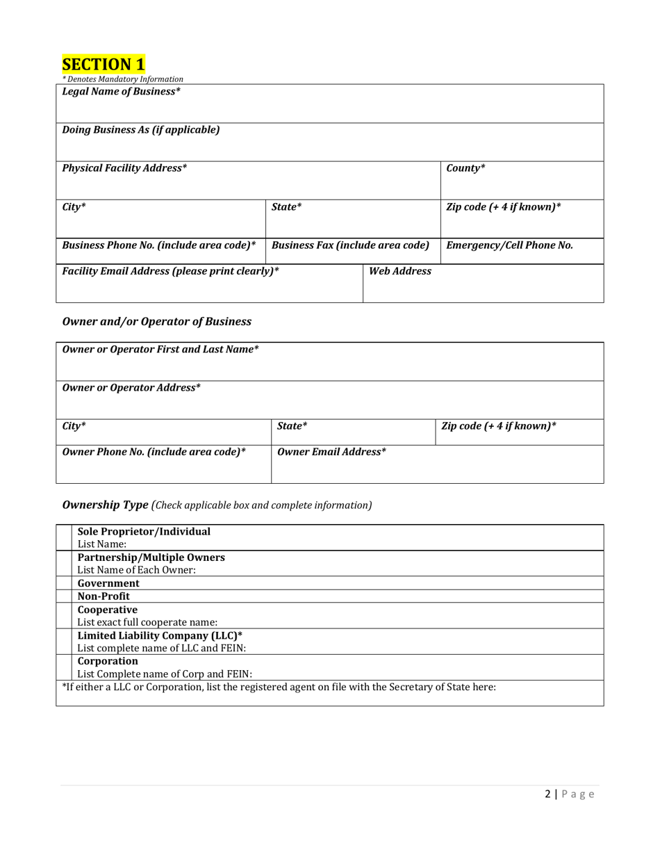 Manufactured Food Application - Illinois, Page 2