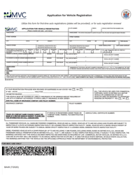 Document preview: Form BA49 Application for Vehicle Registration - New Jersey