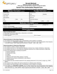 Document preview: Form FA-170 Sunosi Prior Authorization Request Form - Nevada