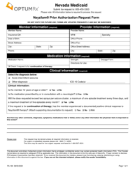 Document preview: Form FA-169 Nayzilam Prior Authorization Request Form - Nevada