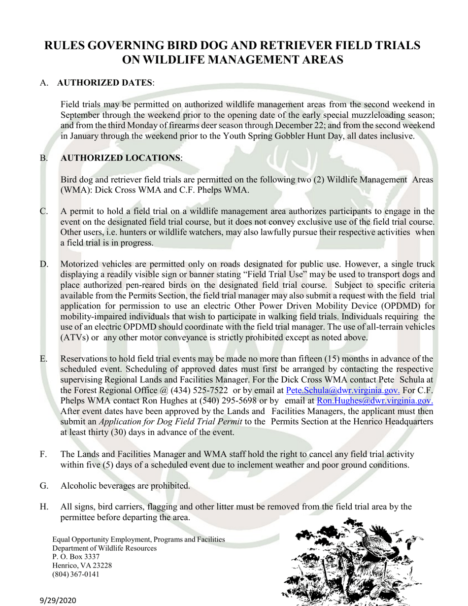 Application for Dog Field Trial Permit (5 - Dogt) - Virginia, Page 5
