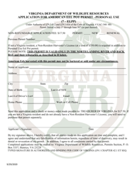 Application for American Eel Pot Permit - Personal Use (7 - Elpp) - Virginia