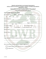Document preview: Application to Collect Snapping Turtles and Hellgrammites for Sale - Virginia