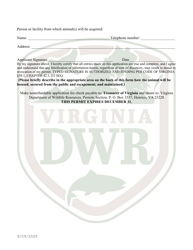 Application to Import and Possess Certain Non-native (Exotic) Wildlife in Virginia (9 - Exih) - Virginia, Page 2