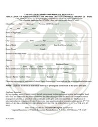 Application for Permit to Propagate and Sell Certain Raptors in Virginia (26 - Rapp) - Virginia