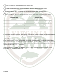 Application for Permit to Possess, Propagate, Buy, and Sell Certain Wildlife in Virginia (Wildlife) (23 - Prsl) - Virginia, Page 2