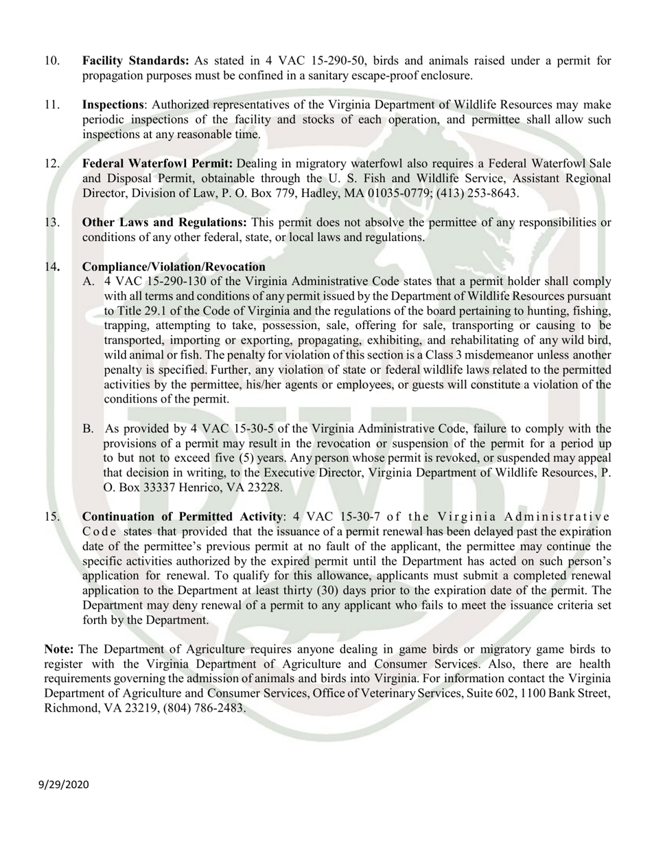 Application for Permit to Possess, Propagate, Buy, and Sell Certain Wildlife in Virginia (Wildlife) (23 - Prsl) - Virginia, Page 7