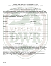 Document preview: Application for Raccoon Hound Field Trial Permit (25 - Chdt) - Virginia