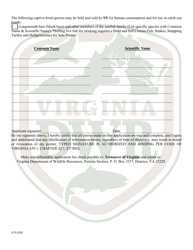 Application for Permit to Possess, Propagate, Buy and Sell Largemouth Bass (Black Bass) and Other Members of the Sunfish Family in Virginia (24 - Sunf) - Virginia, Page 2