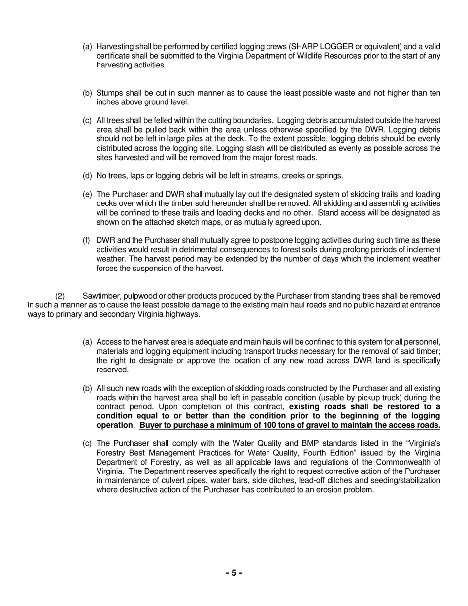 Oakley Forest Wildlife Management Area Timber Sale Contract (South) - Virginia, Page 5