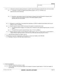 Form UD-105 Answer - Unlawful Detainer - California, Page 3