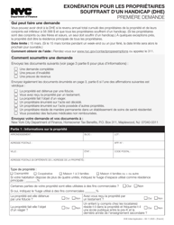 Document preview: Disabled Homeowners' Exemption Initial Application - New York City (French)