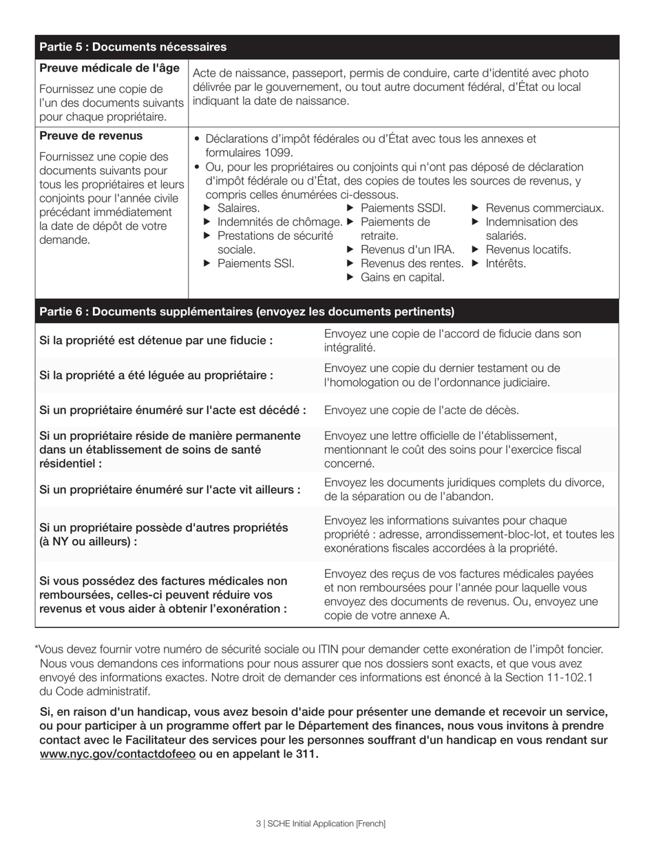 Senior Citizen Homeowners Exemption Initial Application - New York City (French), Page 3