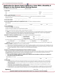 Form 11-G Application for Absent Voter&#039;s Ballot by a Voter With a Disability &amp; Request to Use Remote Ballot Marking System - Ohio