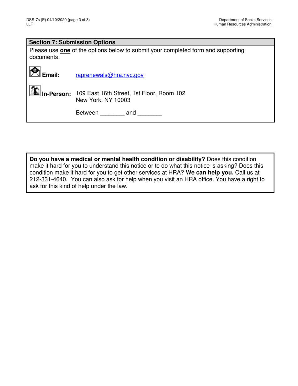 Form DSS-7S Request for a Modification to Your Cityfheps Rental Assistance Supplement Amount - New York City, Page 3