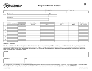 Form AER5 &quot;Assignment of Material Description&quot; - Illinois