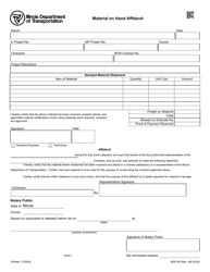 Form AER49 &quot;Material on Hand Affidavit&quot; - Illinois