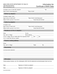 Form DOH-2538 Information for Certificate of Birth Data - New York, Page 2