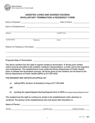 Document preview: Assisted Living and Shared Housing Involuntary Termination of Residency Form - Illinois