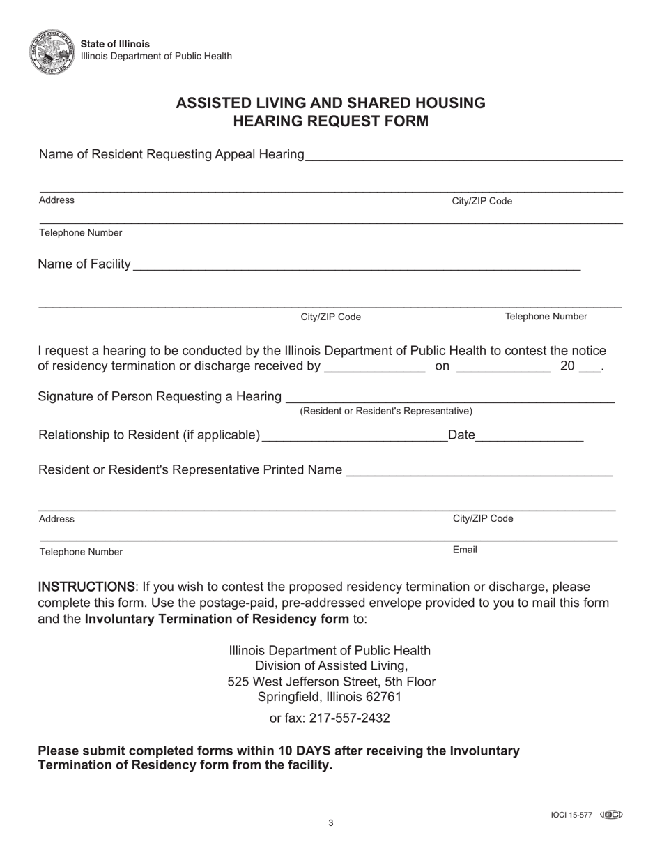 Assisted Living and Shared Housing Involuntary Termination of Residency Form - Illinois, Page 3