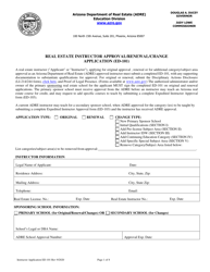 Form ED-101 Real Estate Instructor Approval/Renewal/Change Application - Arizona