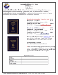 Document preview: Arizona Real Estate Law Book 2019 Edition Order Form - Arizona