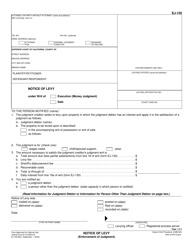 Document preview: Form EJ-150 Notice of Levy - California