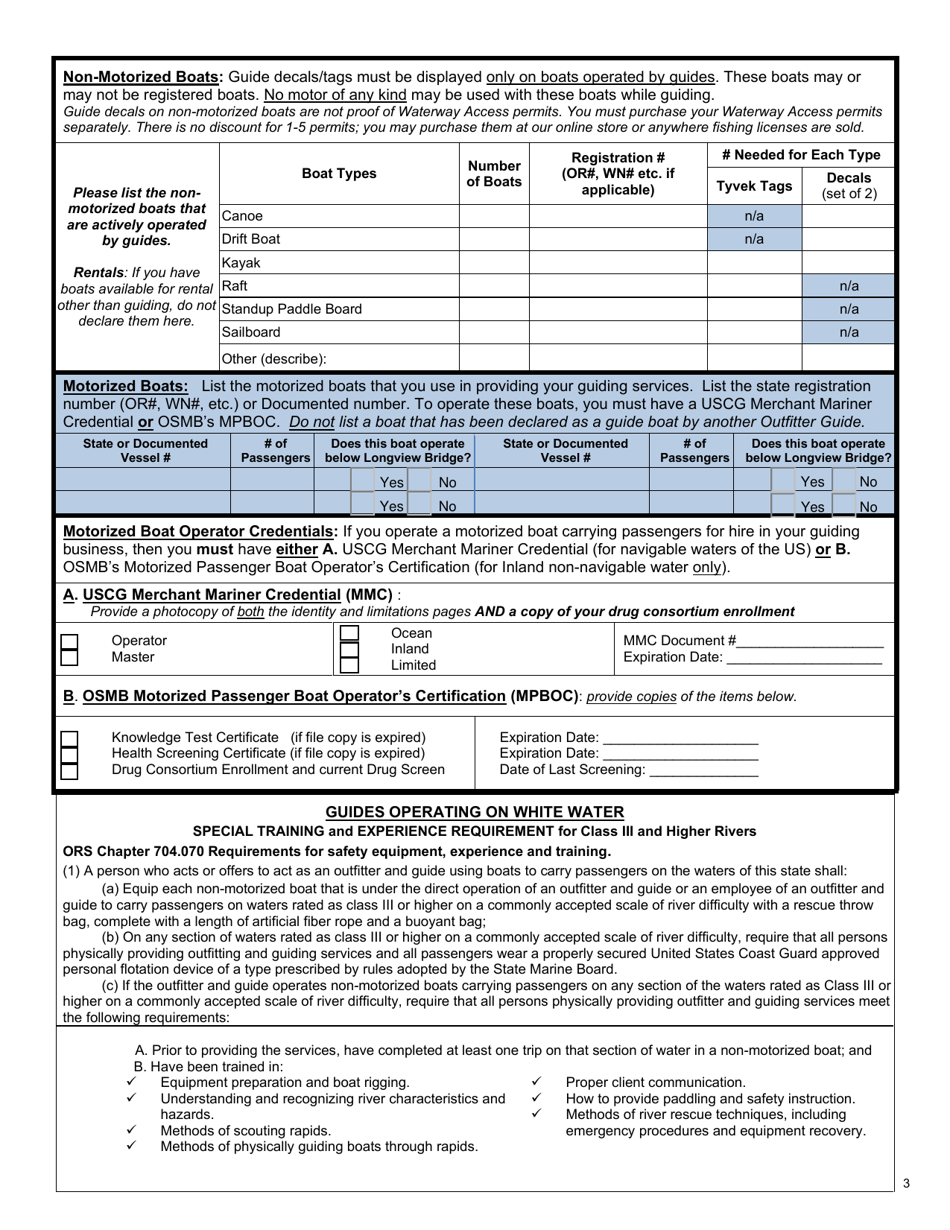 Oregon Outfitter Guide Application - Oregon, Page 4