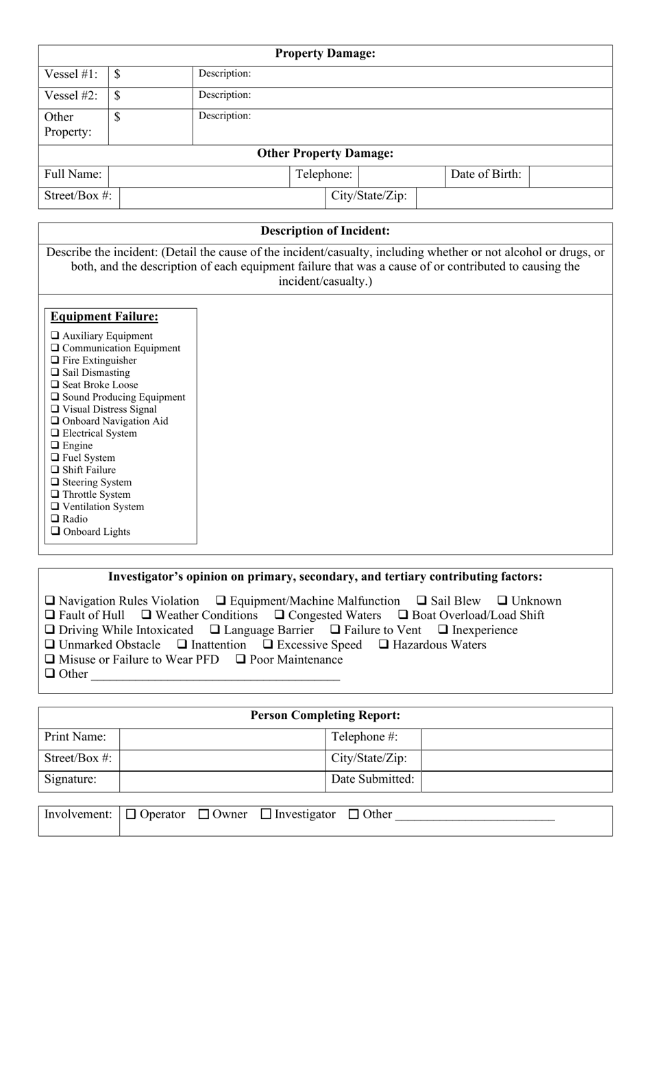 Form VA-016 Boating Incident and Casualty Report - Vermont, Page 3