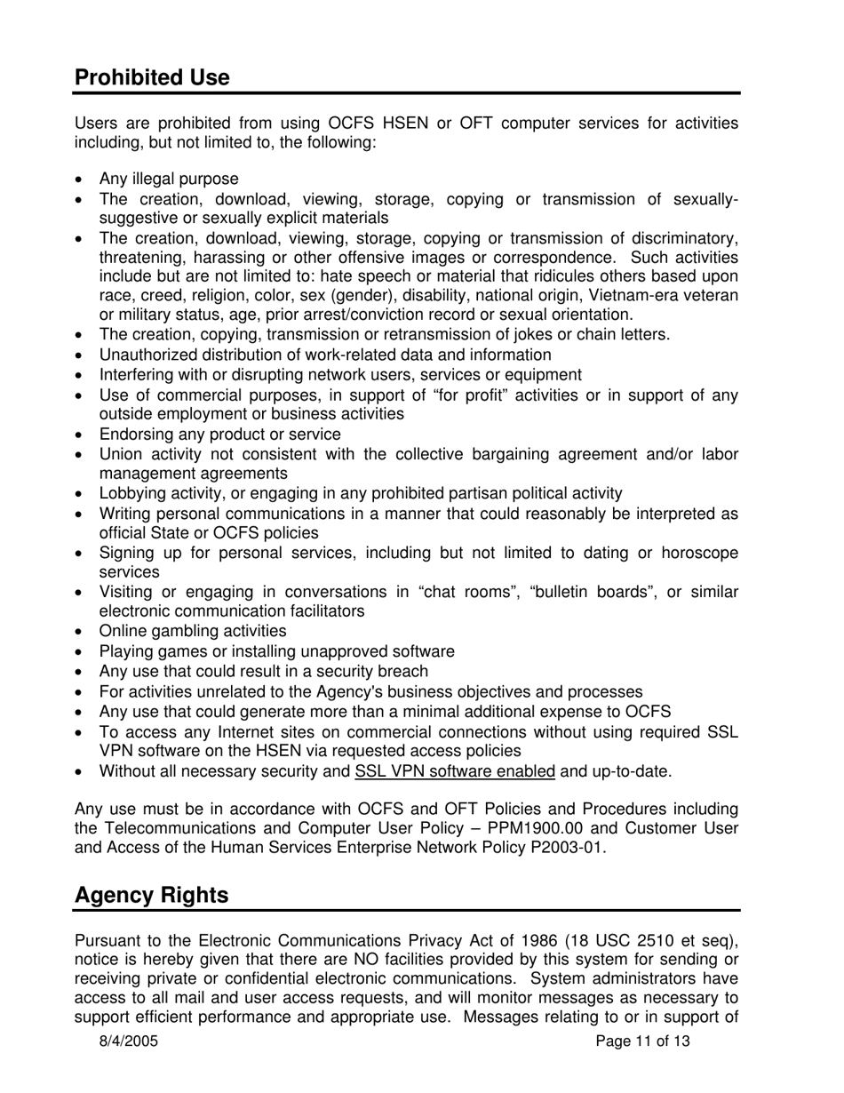 Instructions for Form OCFS-4827 Ssl Vpn Request for Access to Approved Ocfs Applications for Local District and Agency Use on Non-state Owned Pcs - New York, Page 11