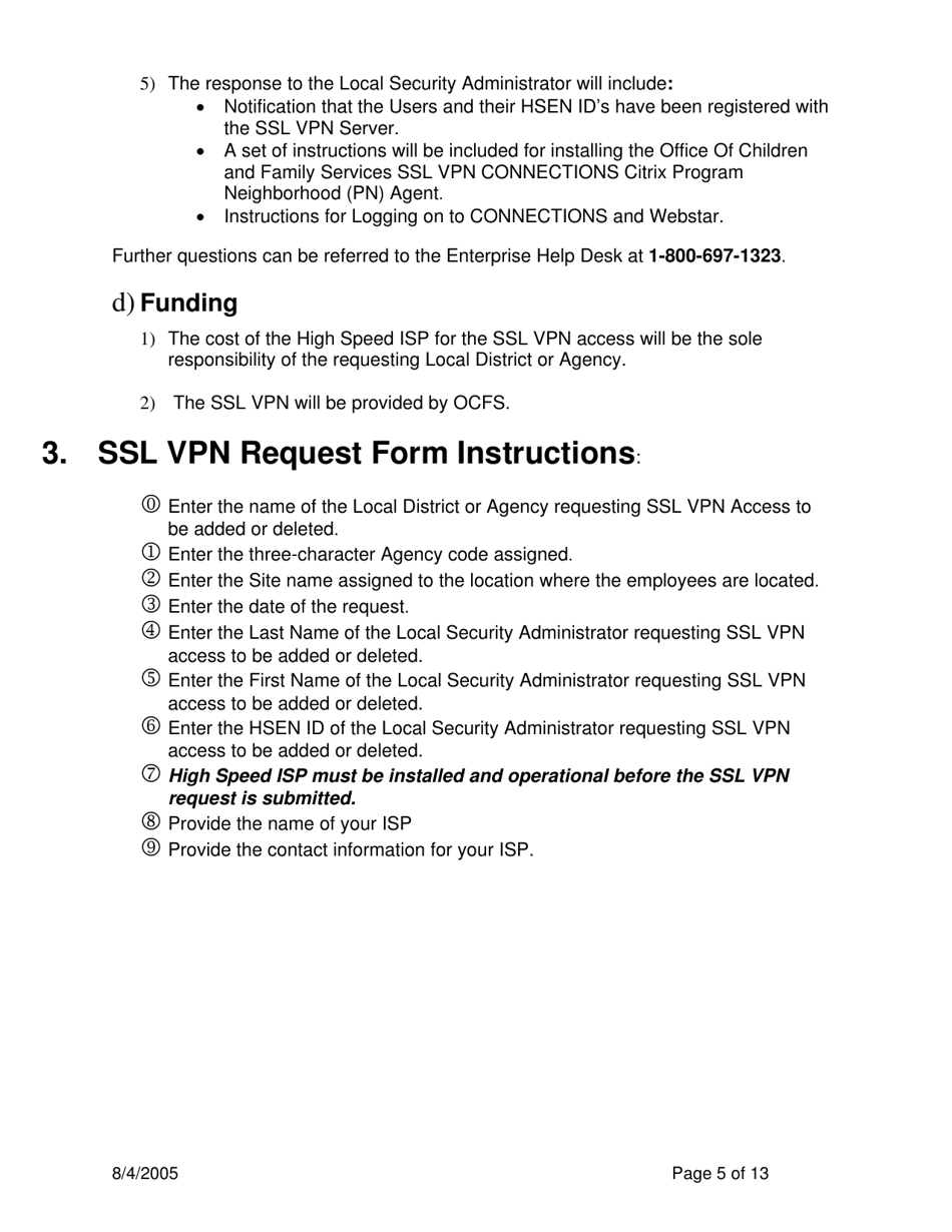 Instructions for Form OCFS-4827 Ssl Vpn Request for Access to Approved Ocfs Applications for Local District and Agency Use on Non-state Owned Pcs - New York, Page 5