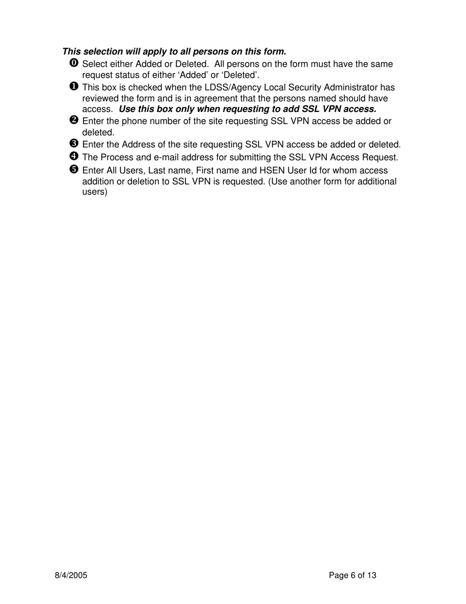 Instructions for Form OCFS-4827 Ssl Vpn Request for Access to Approved Ocfs Applications for Local District and Agency Use on Non-state Owned Pcs - New York, Page 6