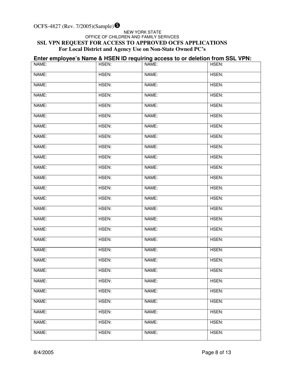 Instructions for Form OCFS-4827 Ssl Vpn Request for Access to Approved Ocfs Applications for Local District and Agency Use on Non-state Owned Pcs - New York, Page 8