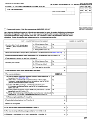 Form CDTFA-501-CD &quot;Cigarette Distributor/Importer Tax Report&quot; - California