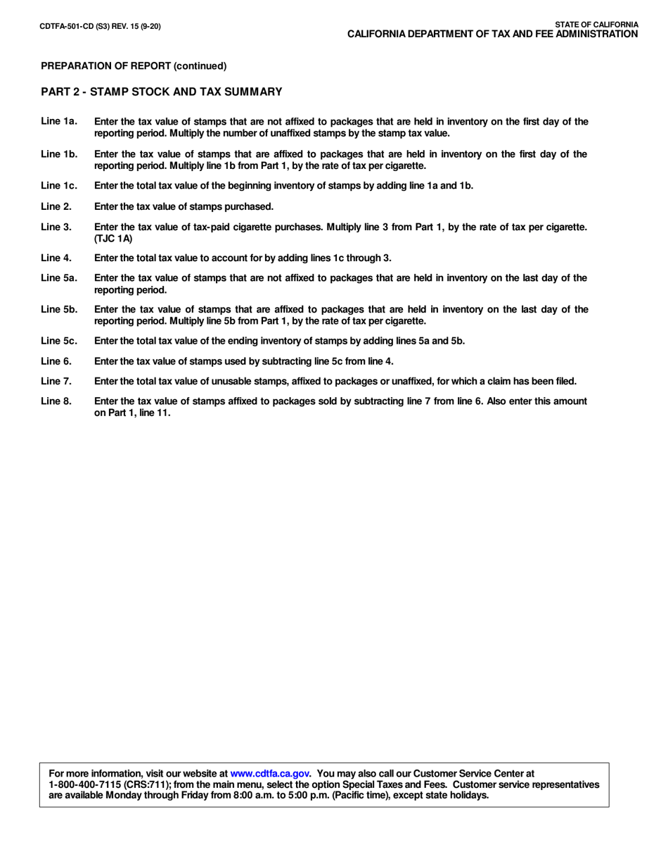 Form CDTFA-501-CD Cigarette Distributor / Importer Tax Report - California, Page 5