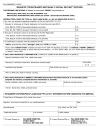 Form SSA-711 Request for Deceased Individual&#039;s Social Security Record, Page 2
