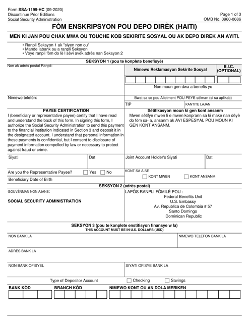 Form SSA-1199-HC Direct Deposit Sign up Form (Haitian Creole)