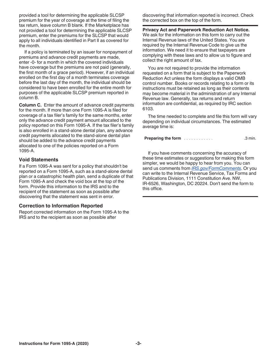 Instructions for IRS Form 1095-A Health Insurance Marketplace Statement, Page 3