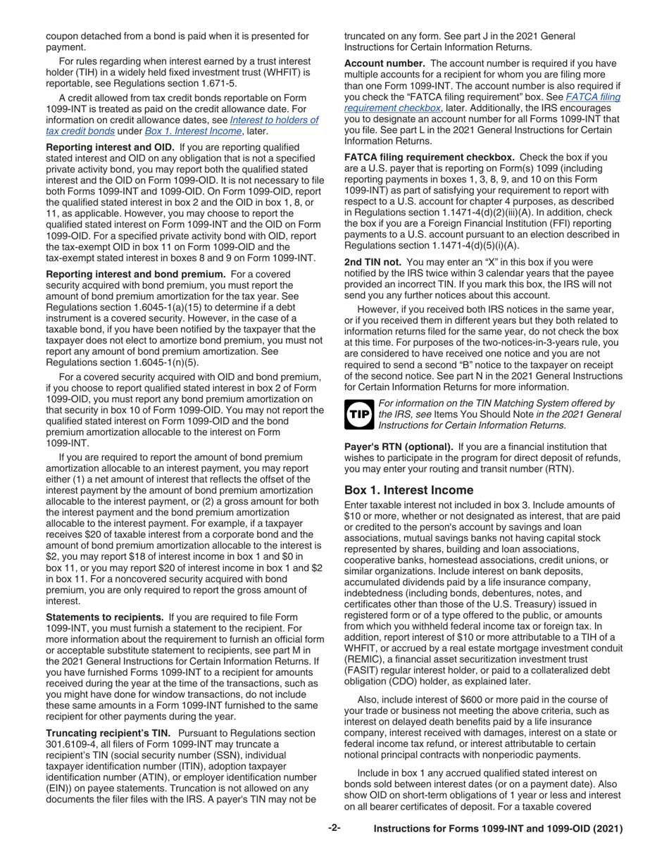 Instructions for IRS Form 1099-INT, 1099-OID, Page 2