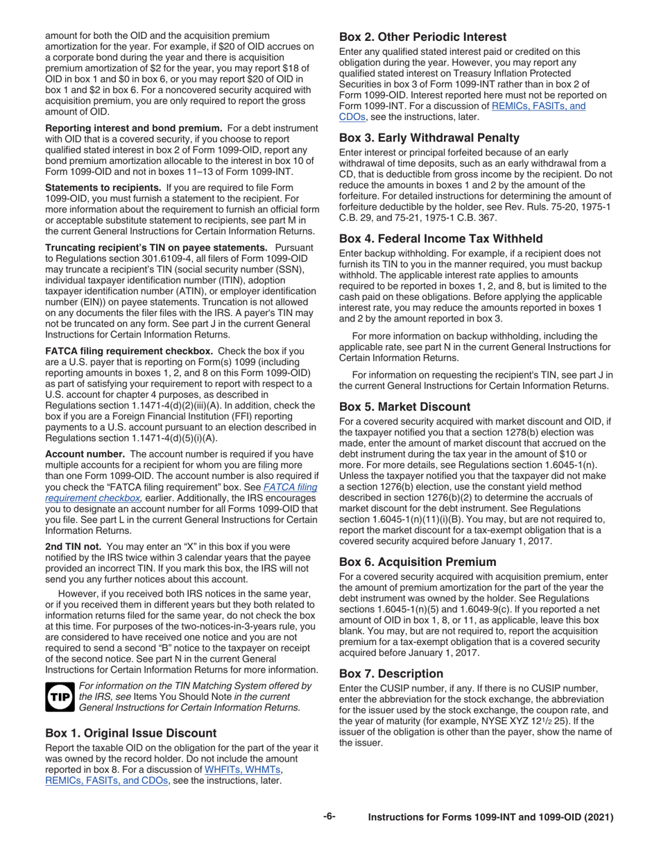 Instructions for IRS Form 1099-INT, 1099-OID, Page 6