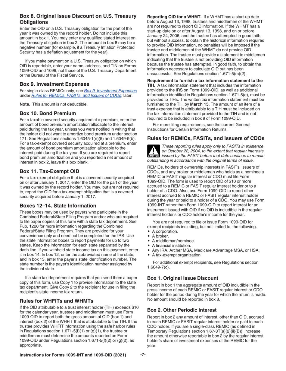 Instructions for IRS Form 1099-INT, 1099-OID, Page 7