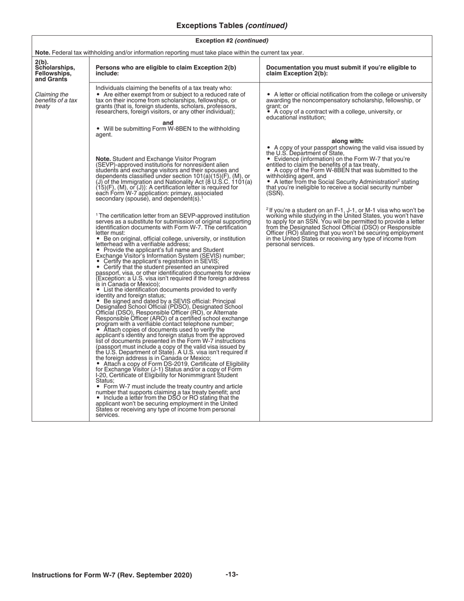 Instructions for IRS Form W-7 Application for IRS Individual Taxpayer Identification Number, Page 13